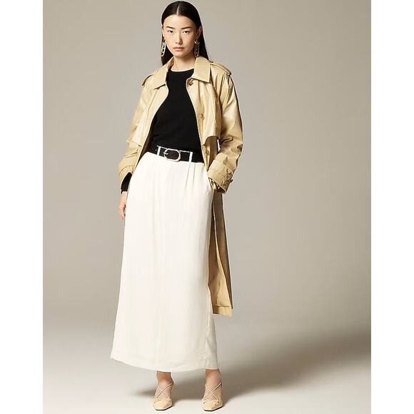 J.Crew Trouser Maxi Skirt WMNS 6 Cream Viscose Crepe Zip Fly Lined Slant Pockets - Picture 1 of 8